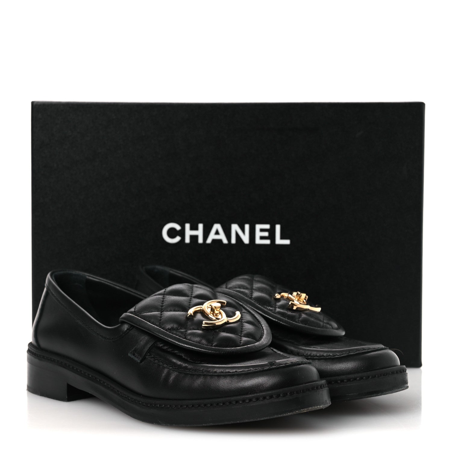 Chanel Lambskin Quilted CC Turnlock Loafers 37 Black 37 Black 13 of 13