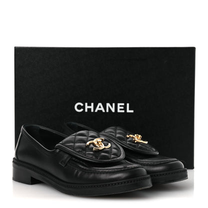 Chanel Lambskin Quilted CC Turnlock Loafers 37 Black 37 Black 13 of 13