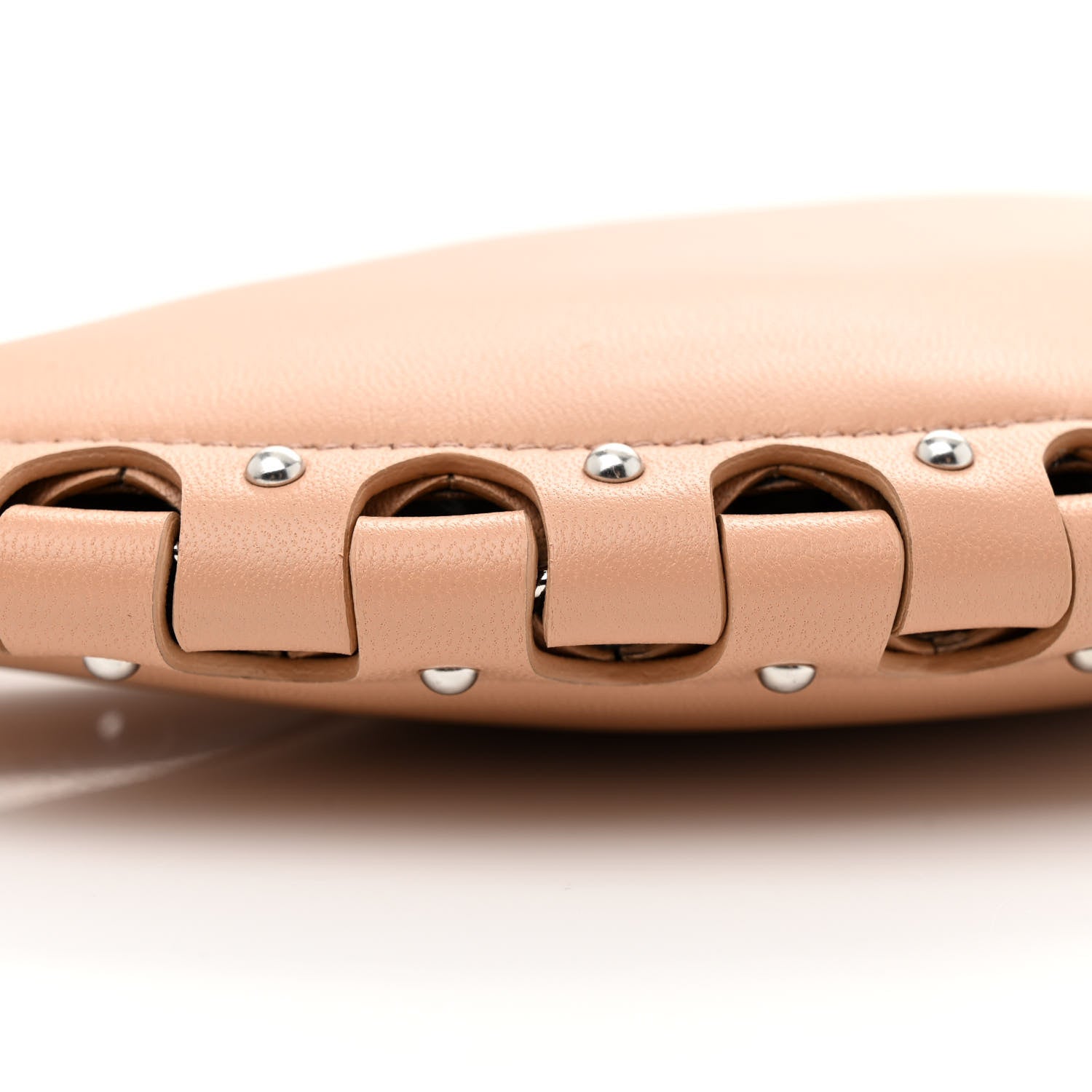 Alaia Lambskin Studded Chain Demi Lune Bag Nude 8 of 9