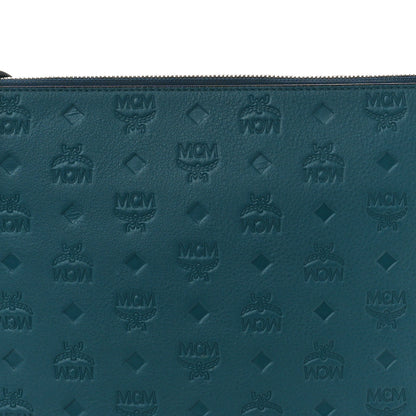 MCM Calfskin Ottomar Monogram Medium Crossbody Pouch Deep Teal 8 of 10