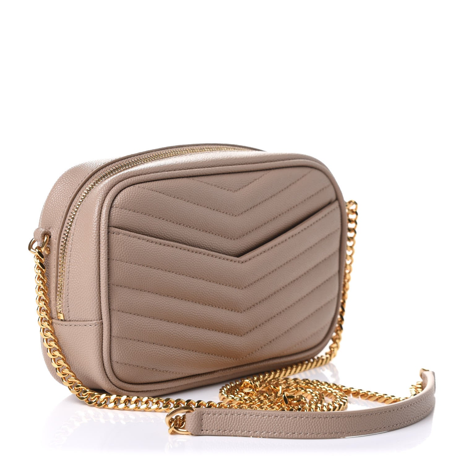 Saint Laurent Grain De Poudre Matelasse Monogram Mini Lou Camera Bag Dark Beige 3 of 10