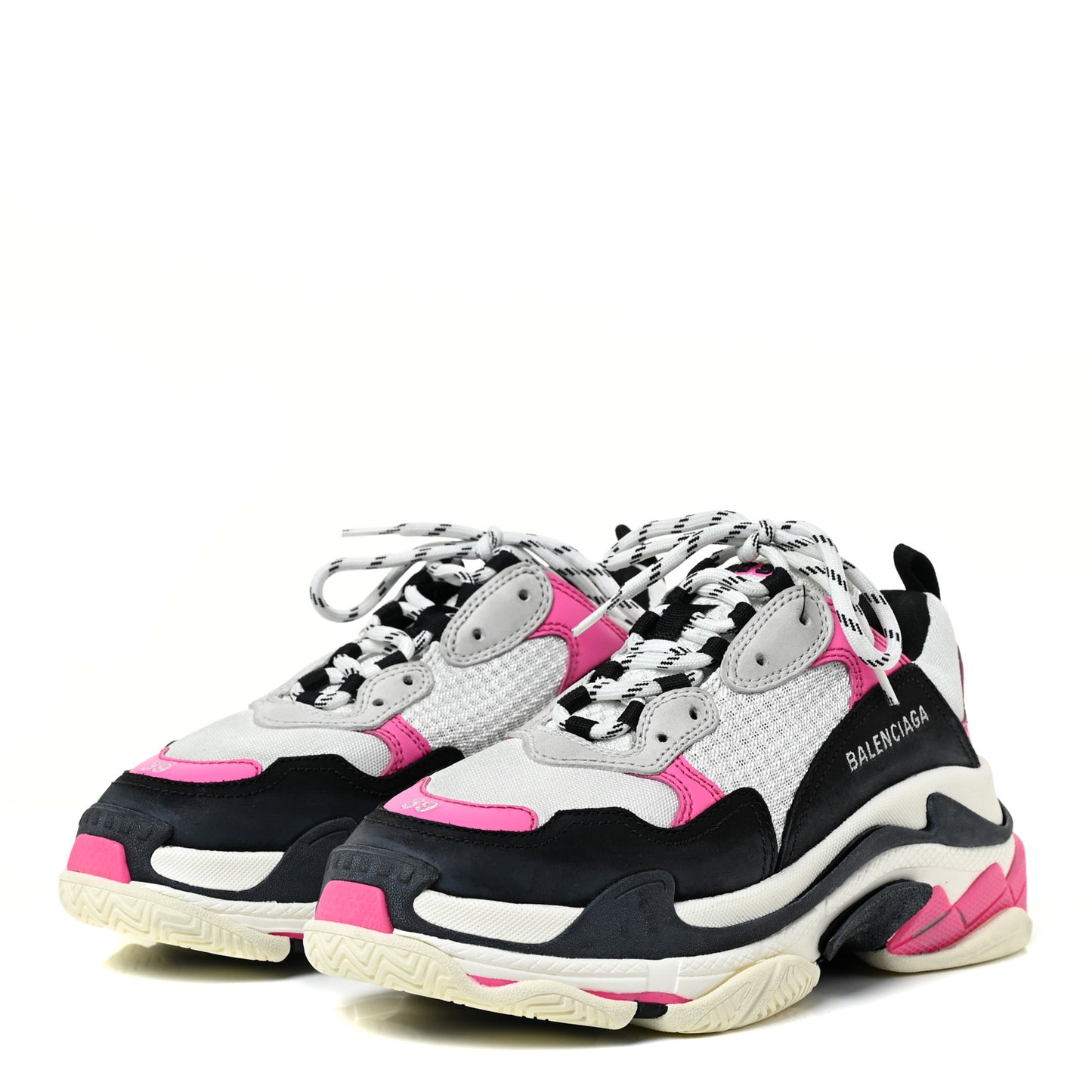 Fabric Mesh Womens Triple S Sneakers 39 Fluo Pink Grey White
