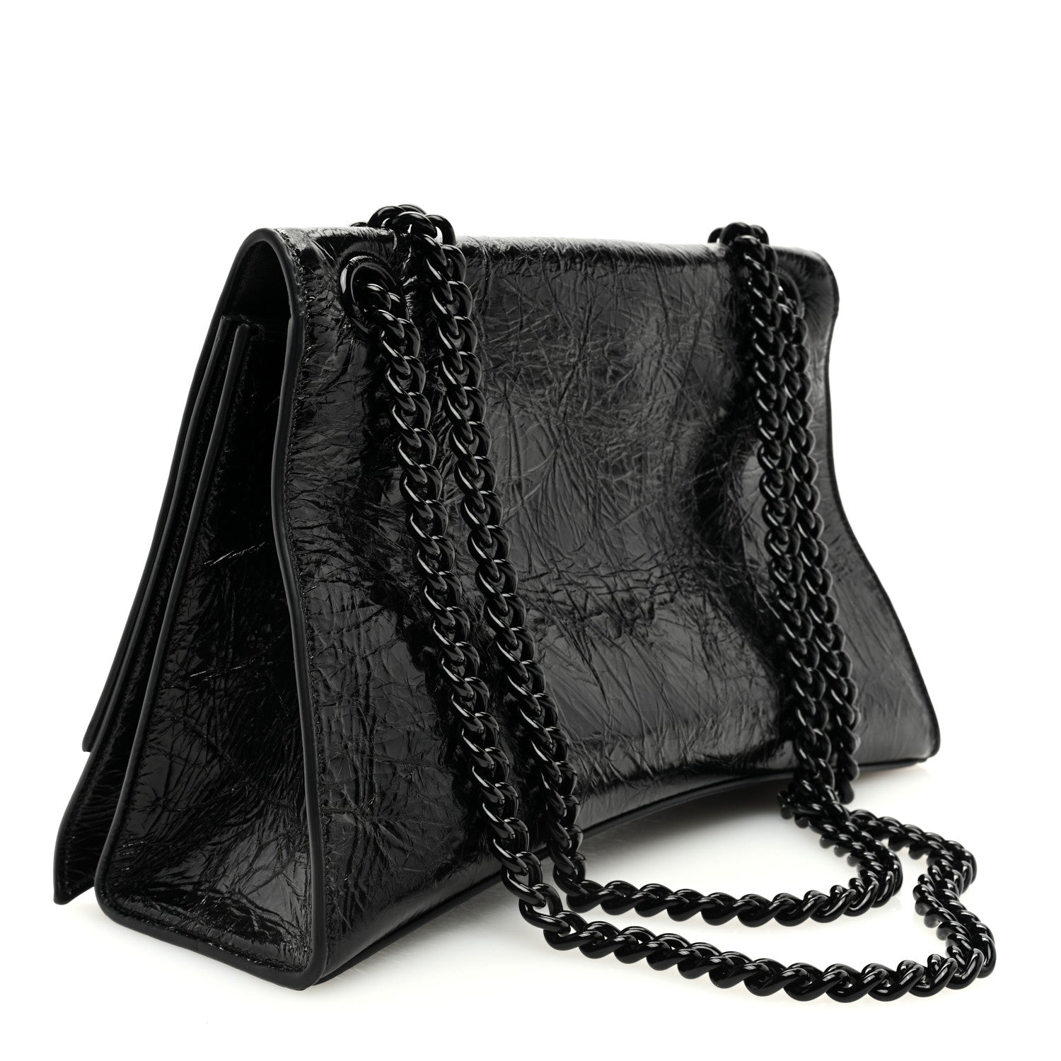Balenciaga Crushed Calfskin Monochrome Medium Crush Chain Bag Black 2 of 8