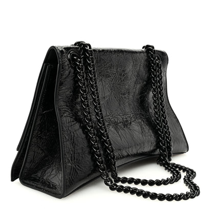 Balenciaga Crushed Calfskin Monochrome Medium Crush Chain Bag Black 2 of 8