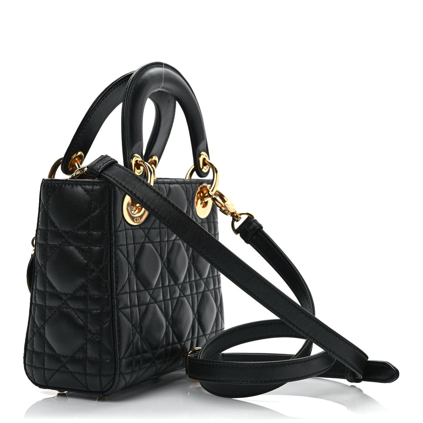 Lambskin Cannage Mini Lady Dior Black