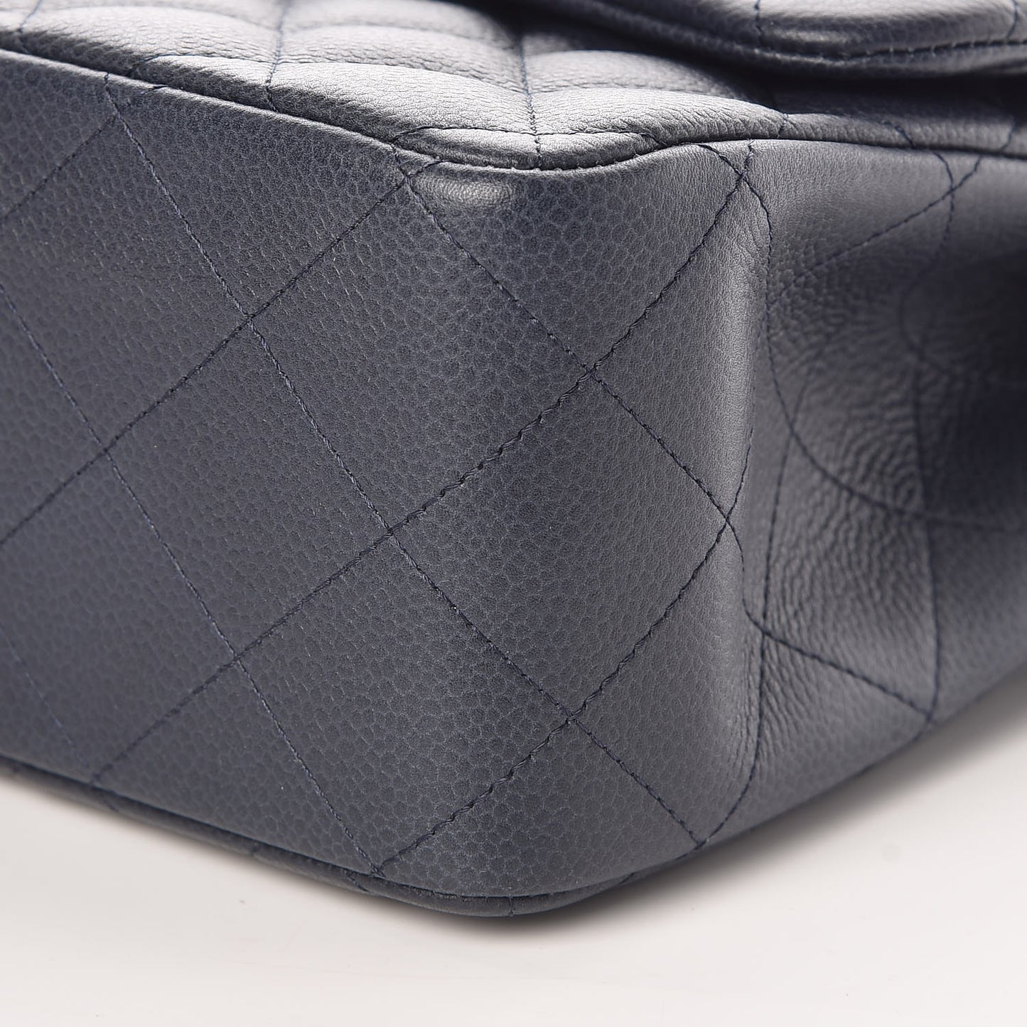 Caviar Quilted Jumbo Double Flap Dark Blue