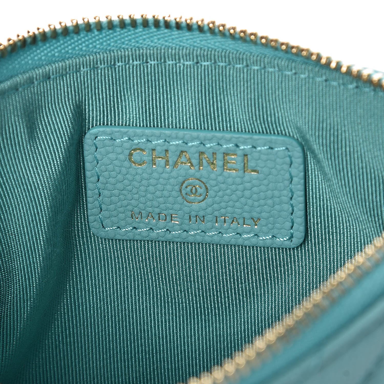 Chanel Caviar Chevron Quilted Small Cosmetic Case Light Blue 6 of 10