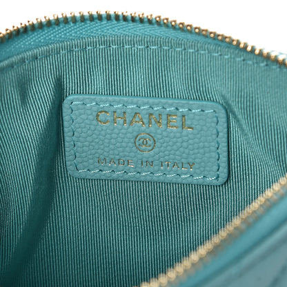 Chanel Caviar Chevron Quilted Small Cosmetic Case Light Blue 6 of 10