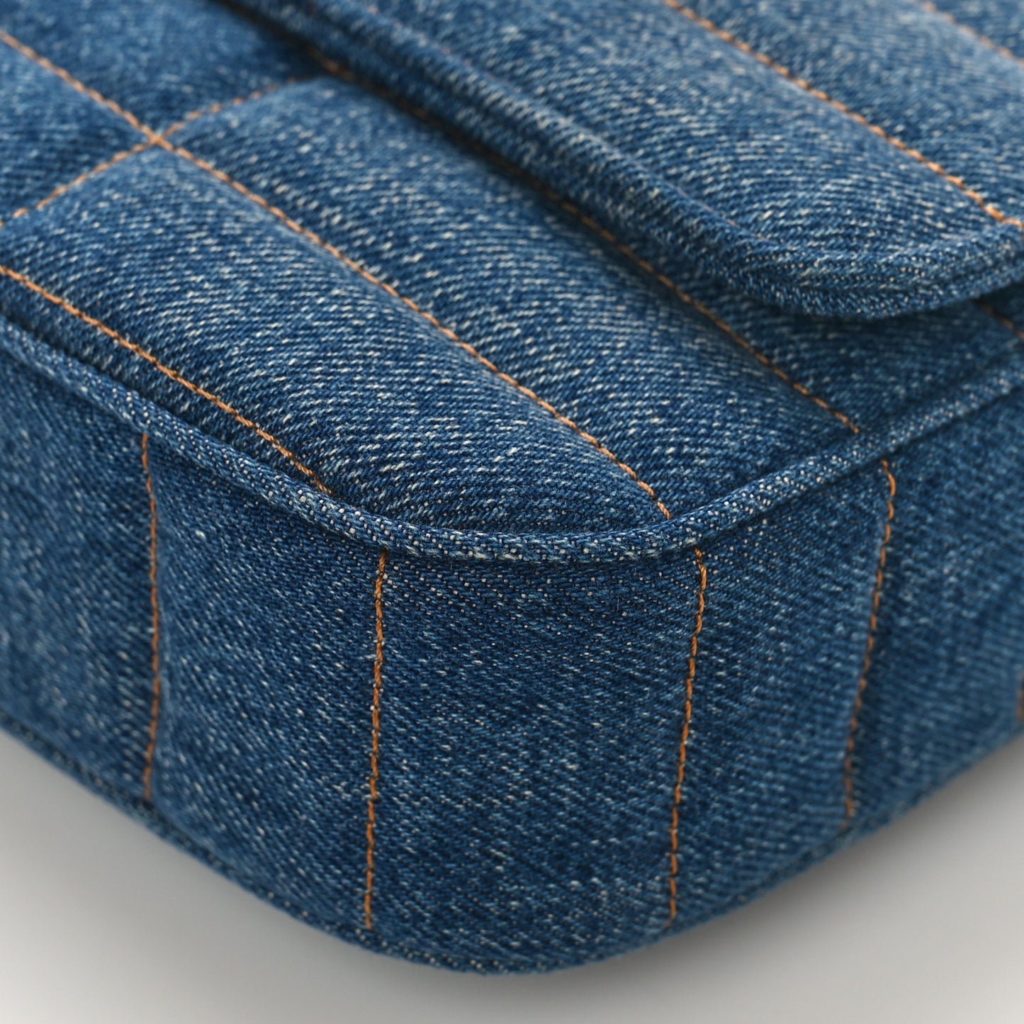 Denim Matelasse Chain Shoulder Bag Blue
