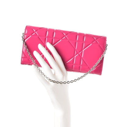 Christian Dior Patent Cannage Rendez-vous Chain Wallet Fuchsia 2 of 8