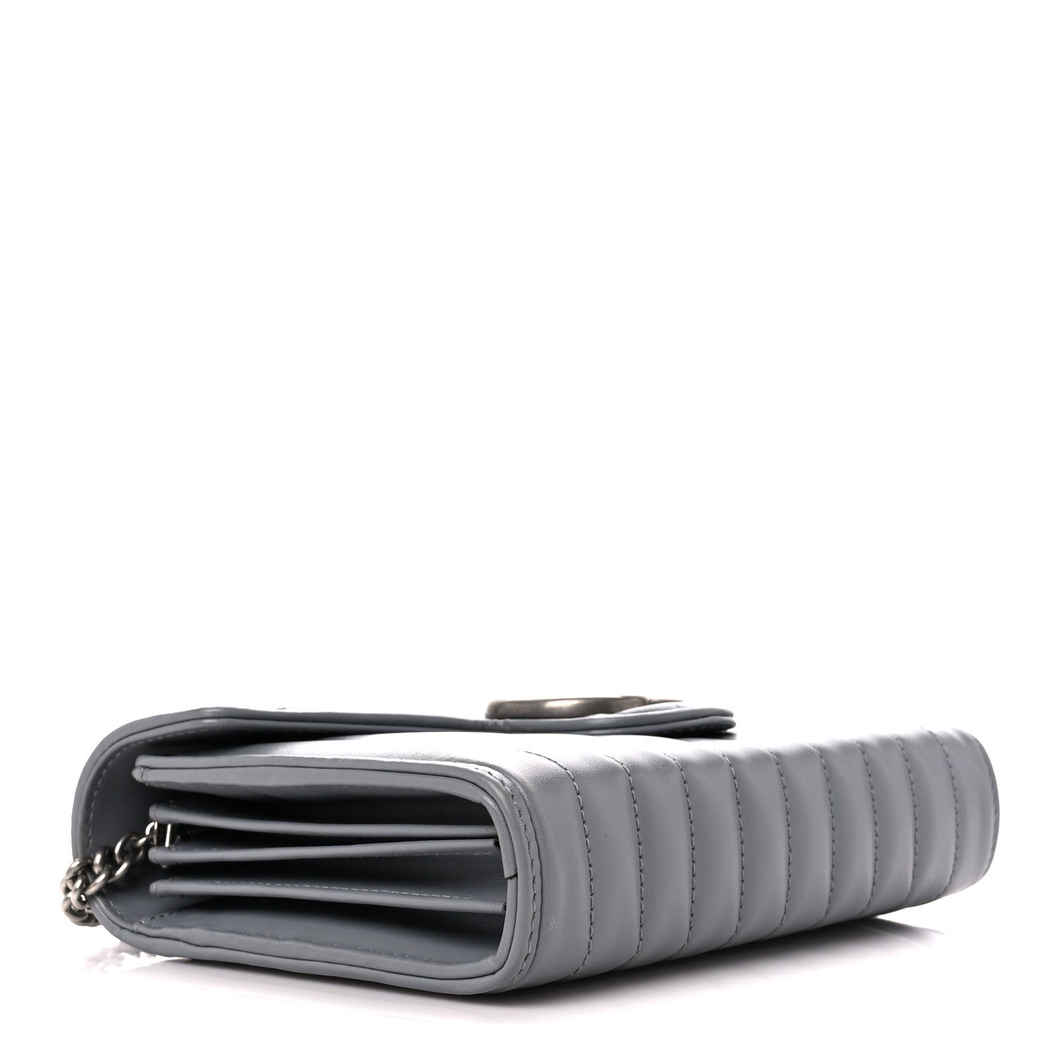 Gucci Calfskin Matelasse Aria GG Marmont Chain Wallet Deep Grey 4 of 10