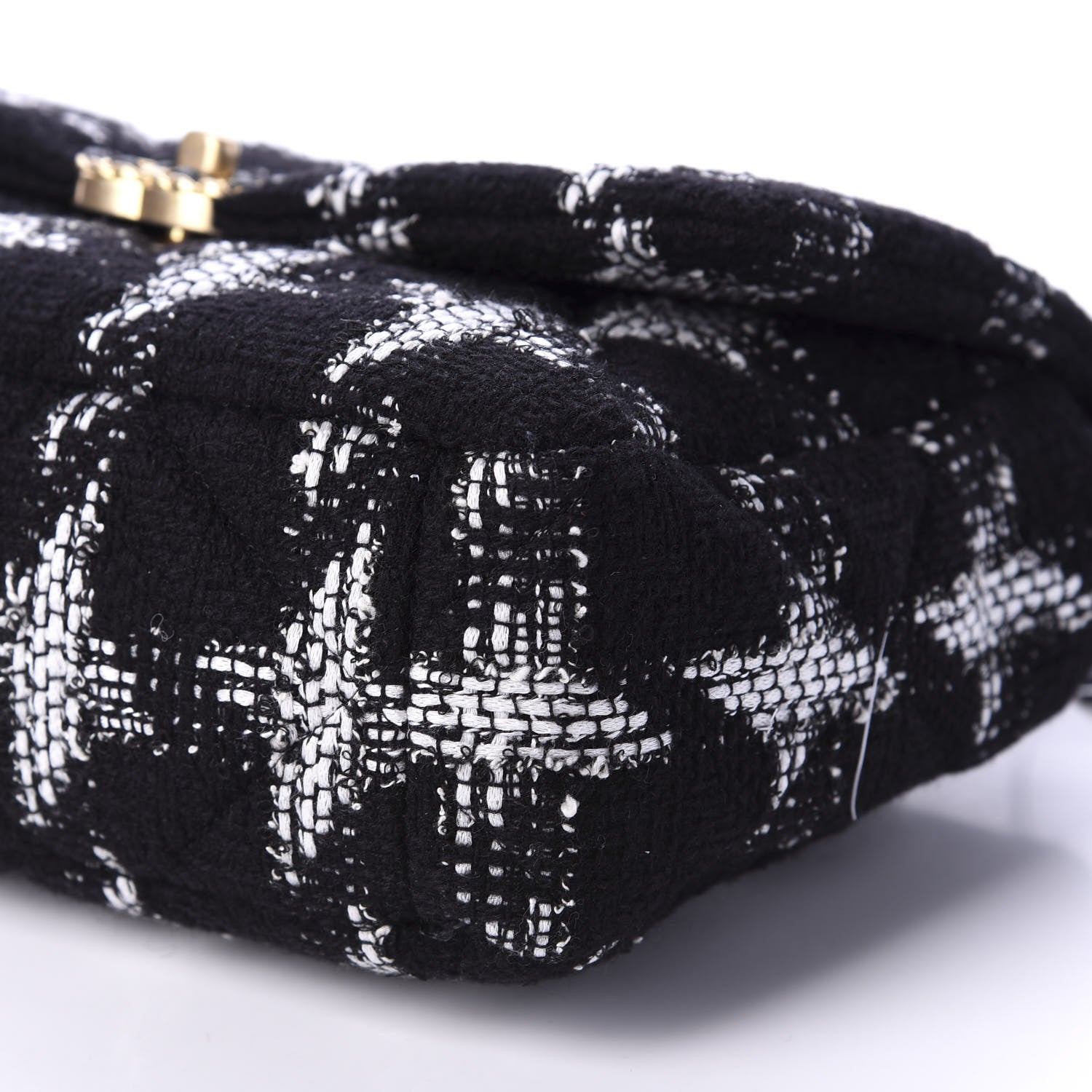 Chanel Tweed Quilted Large 19 Flap Black White 8 of 12