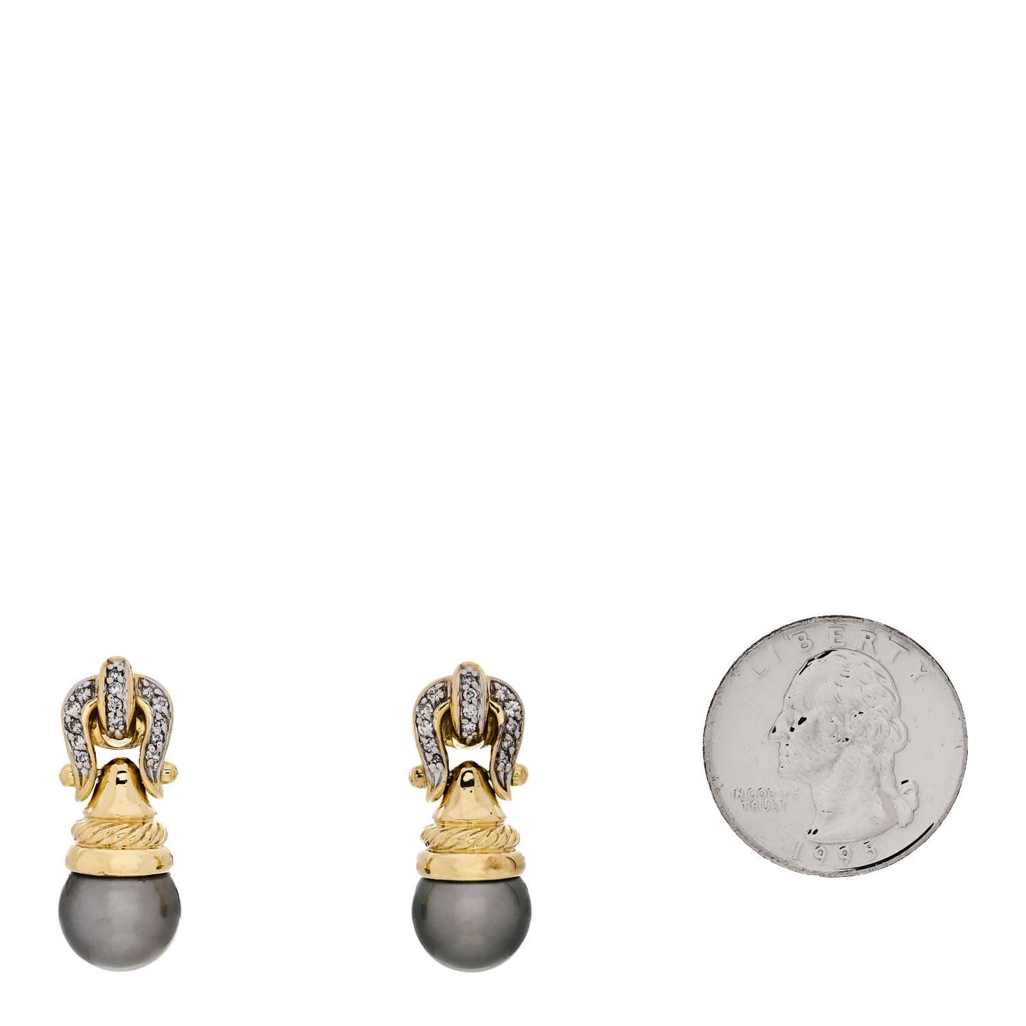 18K Yellow Gold Diamond Pearl Buckle Earrings