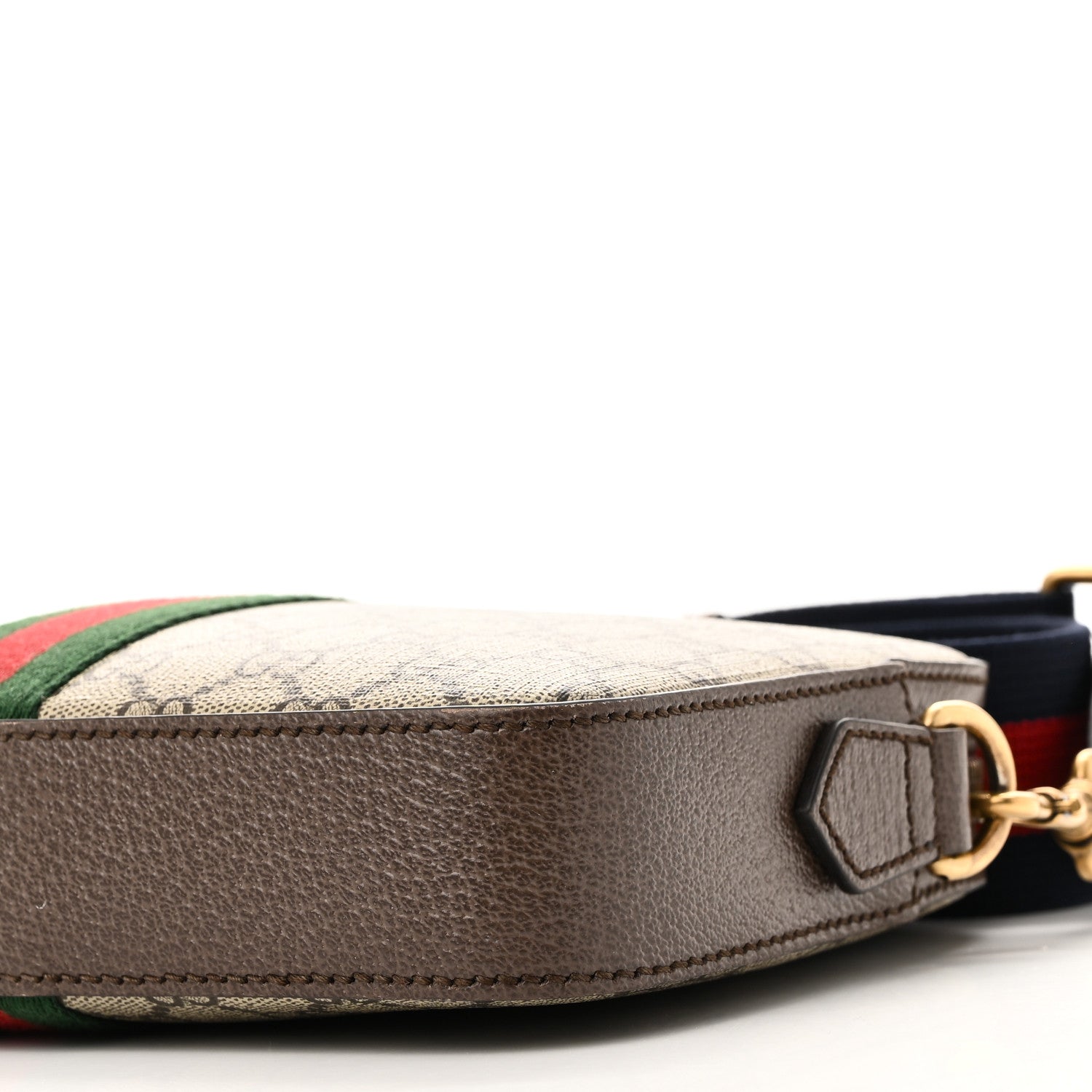 Gucci GG Supreme Monogram Textured Dollar Calfskin Web Ophidia Wristlet Shoulder Bag Beige Ebony New Acero 9 of 9