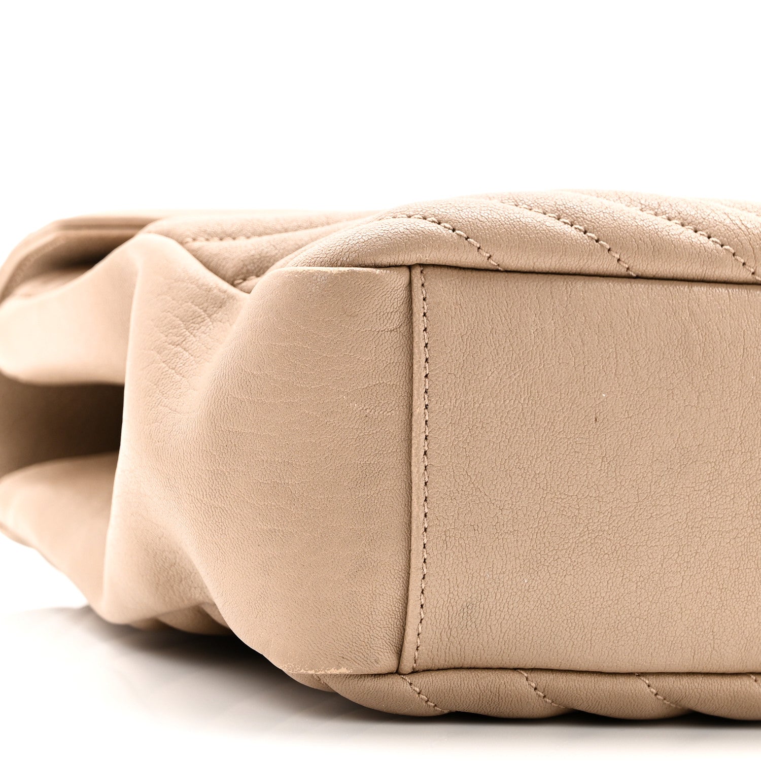 Saint Laurent Sheepskin Matelasse Chevron Monogram Large College Satchel Dark Beige 9 of 11