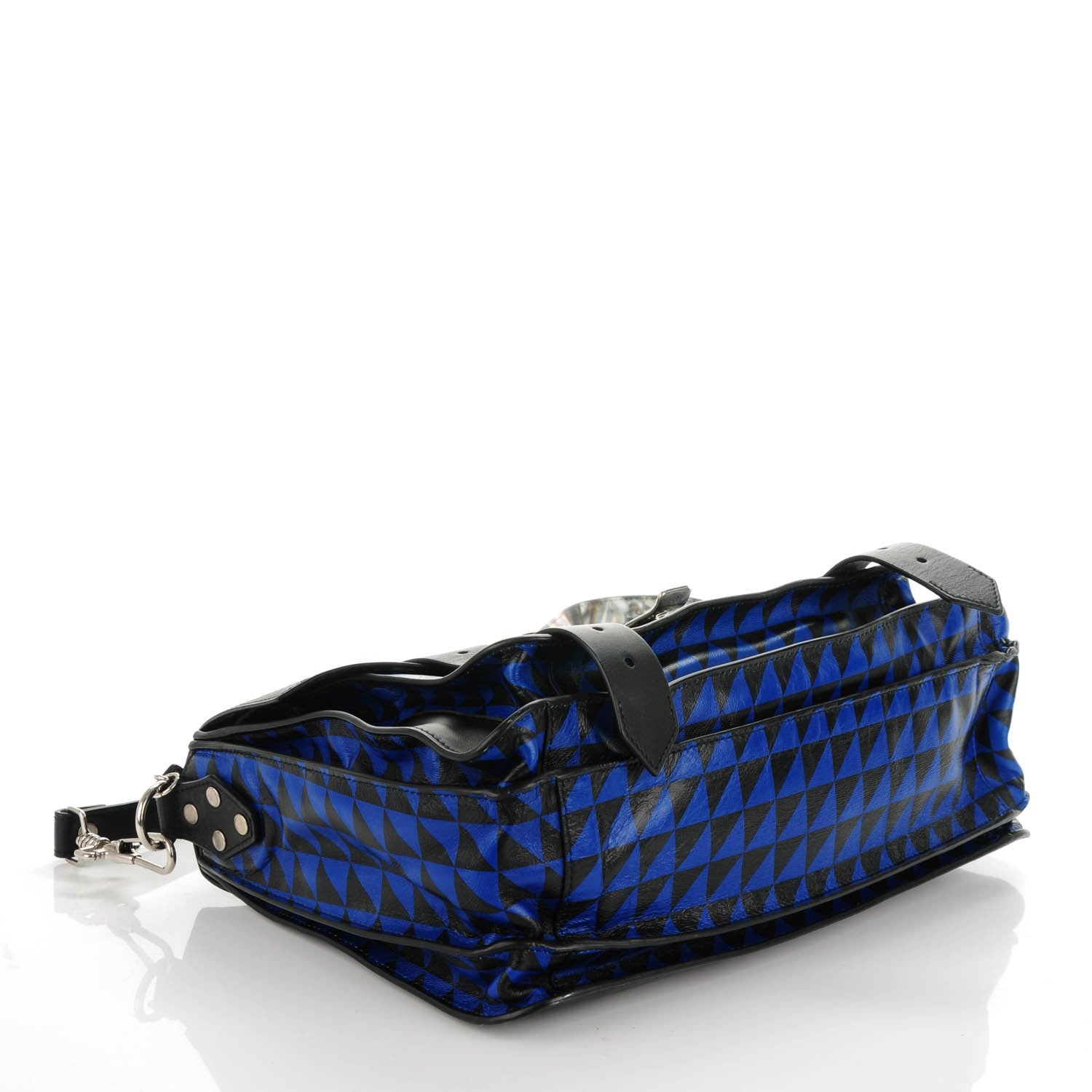 Proenza Schouler Calfskin Triangle Print Medium PS1 Satchel Black Blue 4 of 8