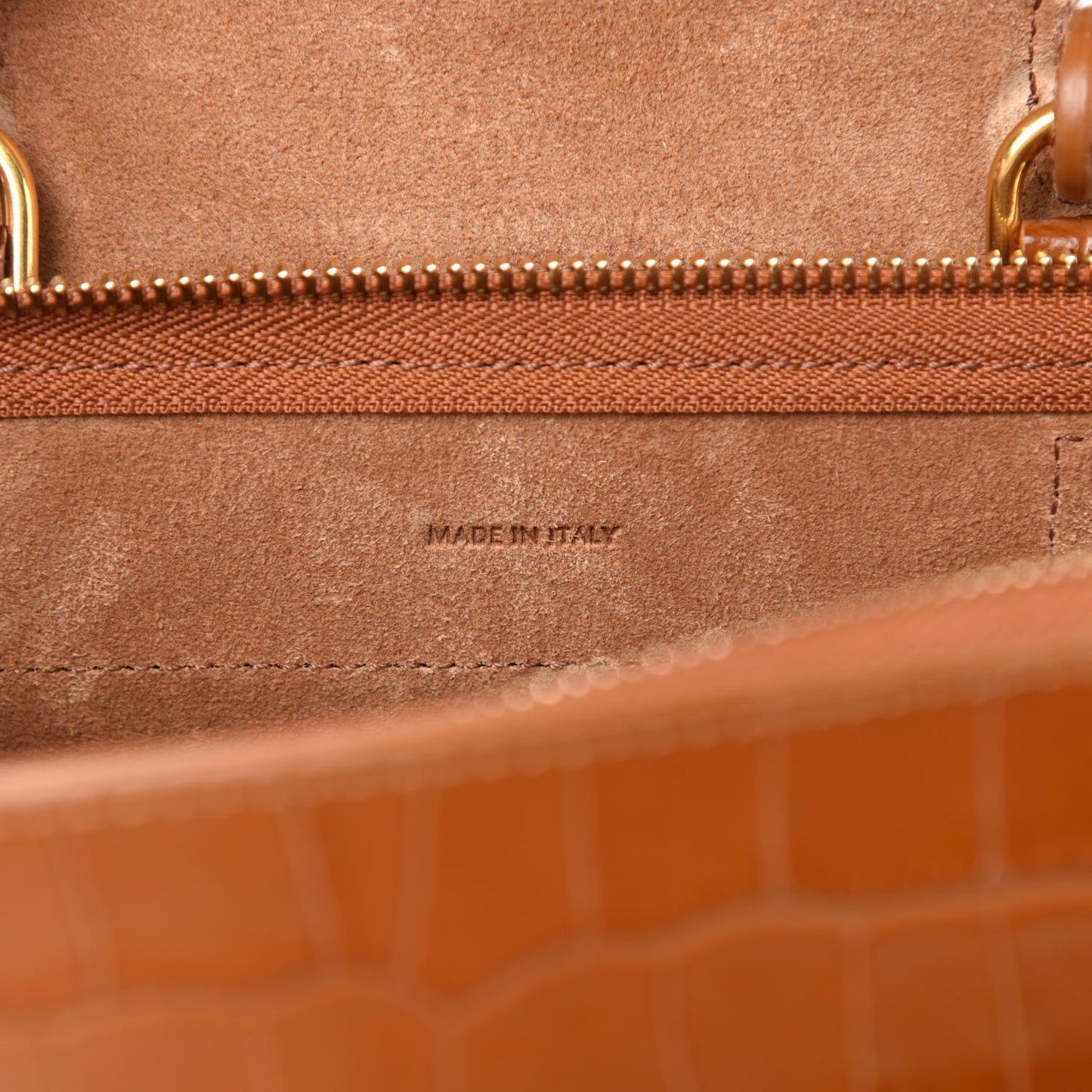 Calfskin Crocodile Embossed Nano Belt Bag Camel