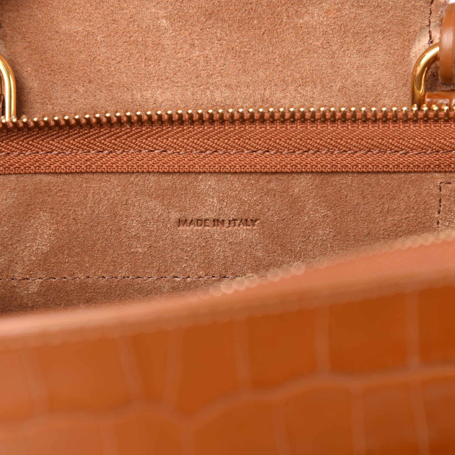 Celine Calfskin Crocodile Embossed Nano Belt Bag Camel 9 of 11