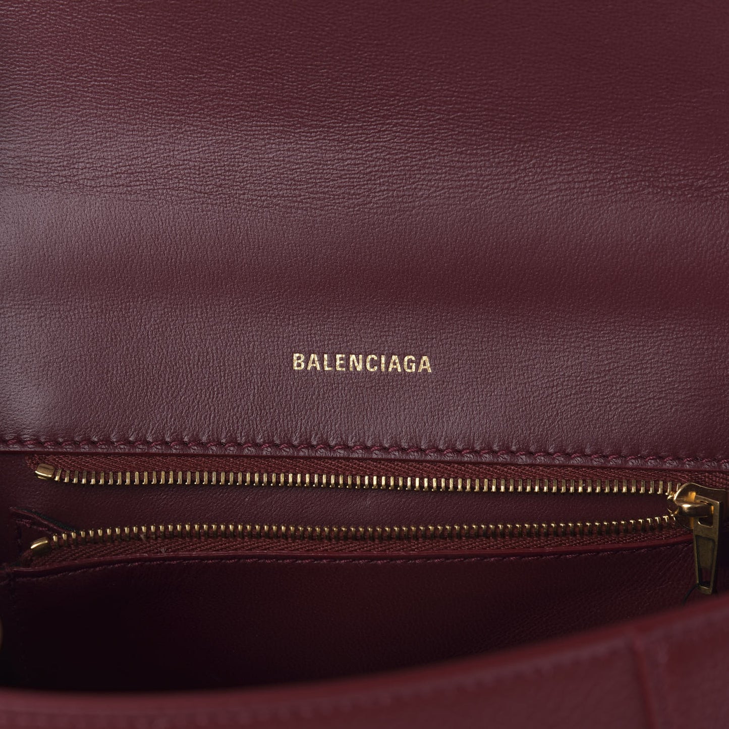 Grained Calfskin Small Hourglass Top Handle Bag Dark Red