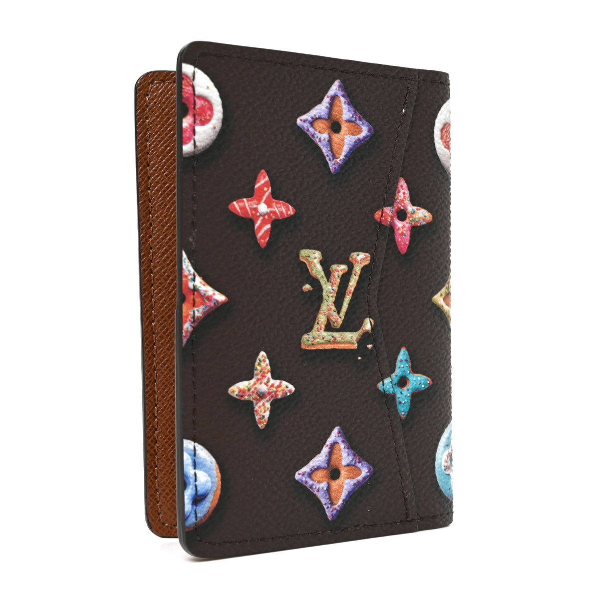 Calfskin Donut Monogram Pocket Organizer Chocolate