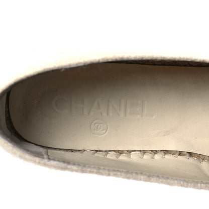 Chanel Tweed Velvet CC Espadrilles 37 Ecru Black 8 of 9