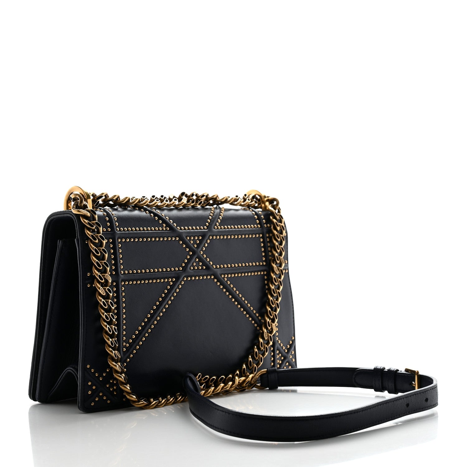 Christian Dior Lambskin Studded Medium Diorama Flap Bag Blue 3 of 10