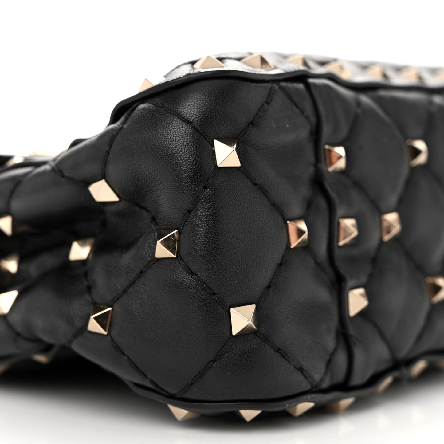 Lambskin VLTN Print Medium Rockstud Spike Shoulder Bag Black