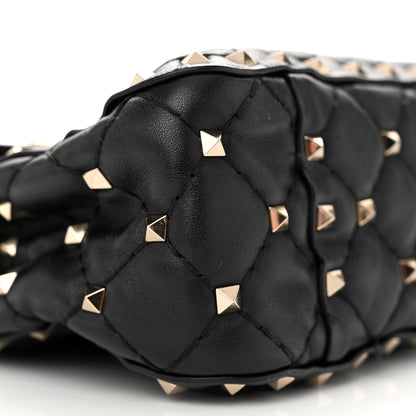 Valentino Garavani Lambskin VLTN Print Medium Rockstud Spike Shoulder Bag Black 8 of 18