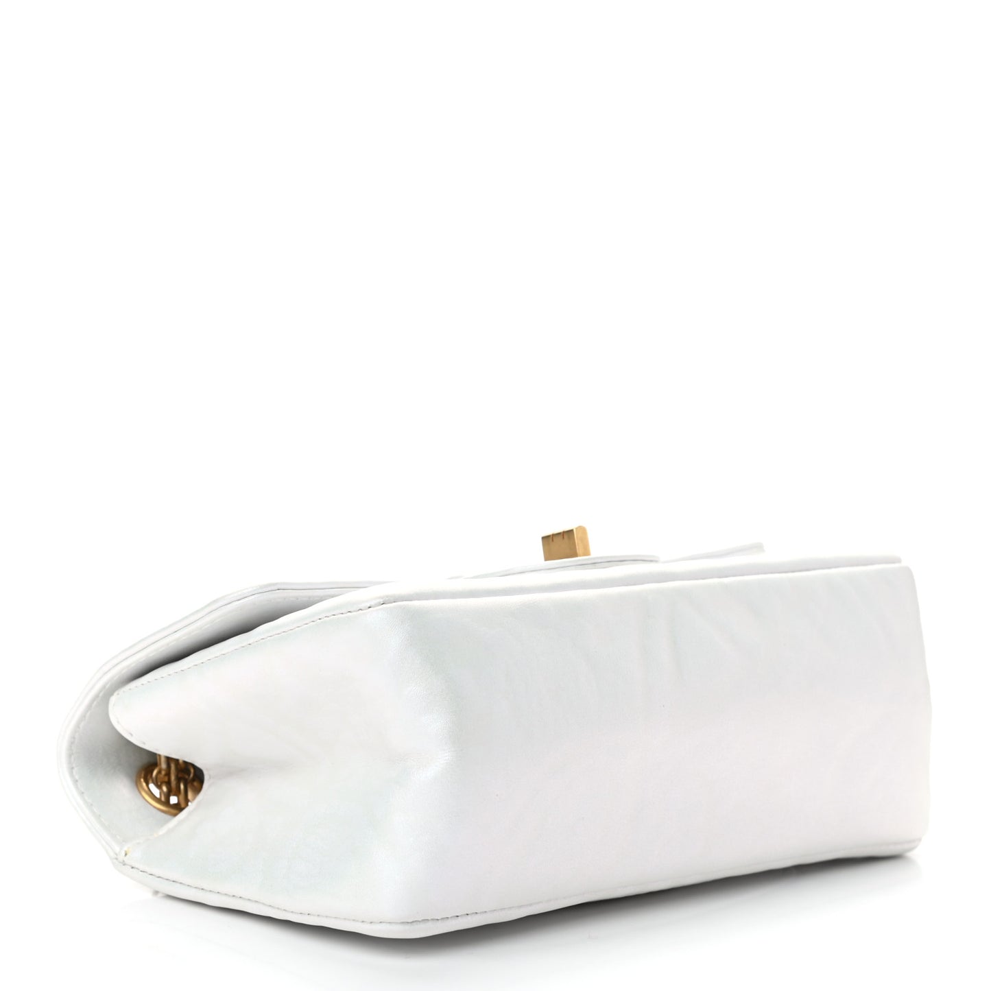 Iridescent Calfskin Embossed 2.55 Reissue Mini Flap White