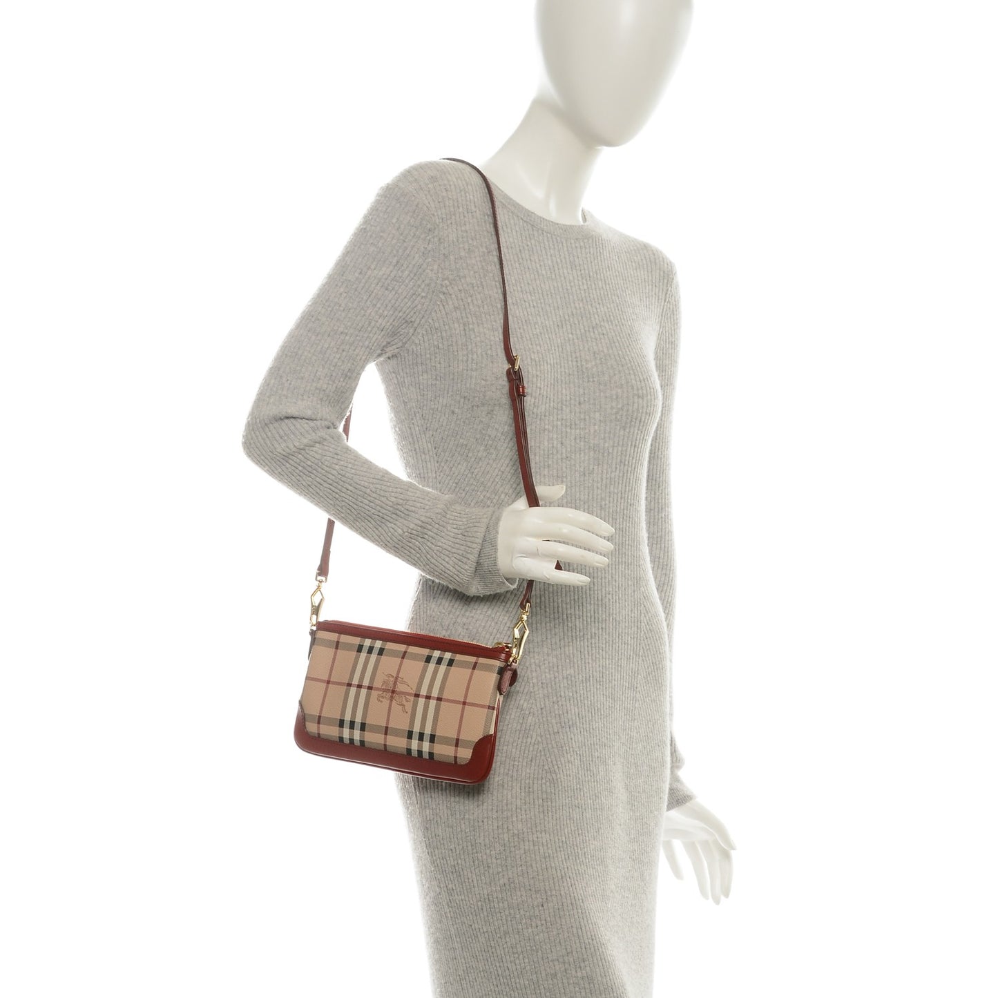 Haymarket Check Small Peyton Crossbody Clutch Bag Military Red
