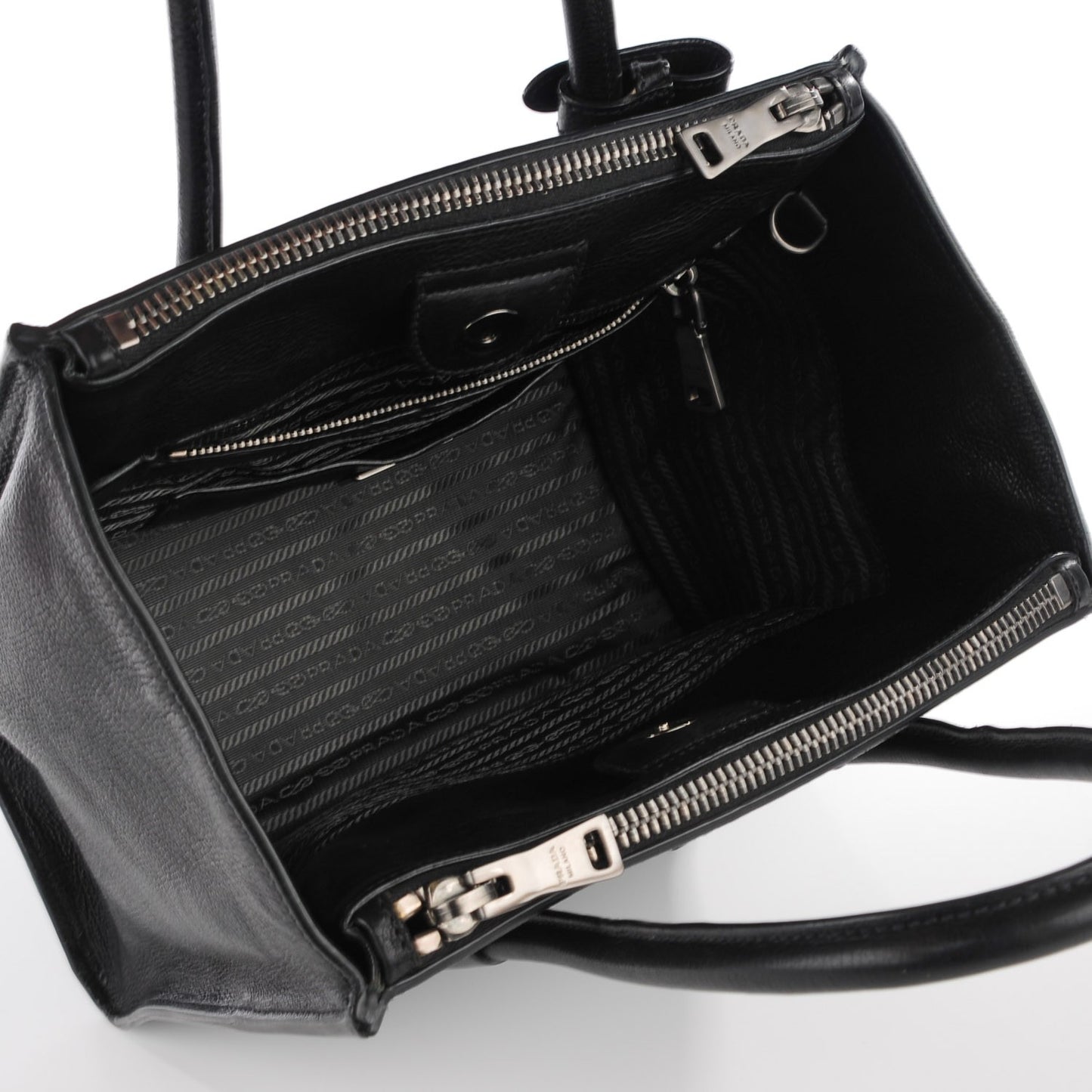 Glace Calf Twin Pocket Tote Nero Black