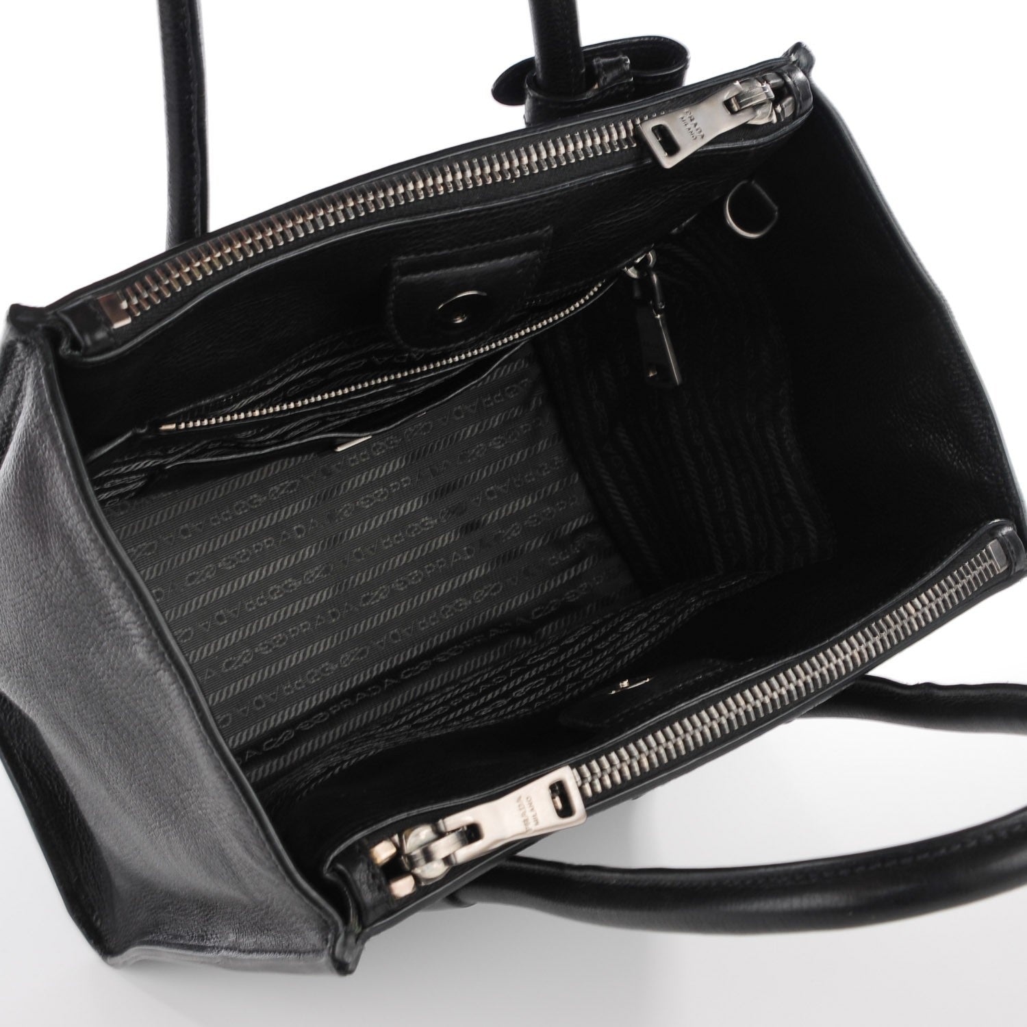 Prada Glace Calf Twin Pocket Tote Nero Black 6 of 8