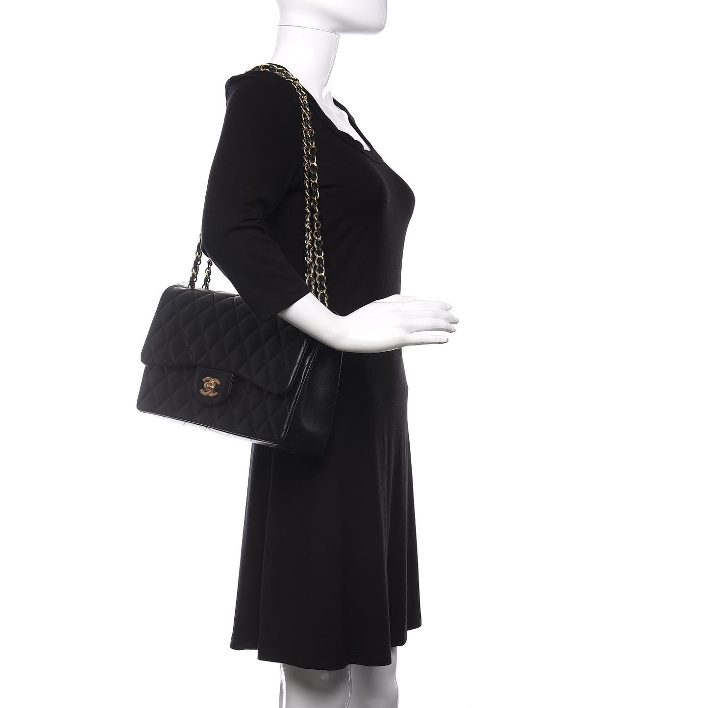 Lambskin Quilted Jumbo Double Flap Black