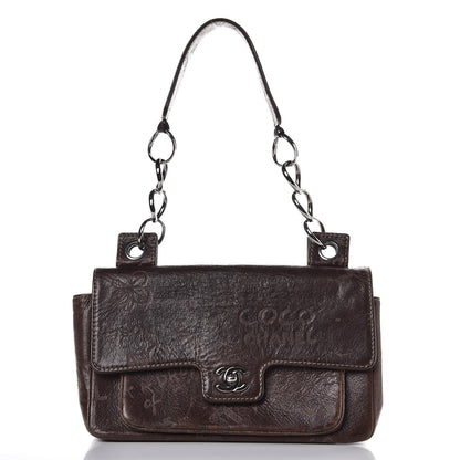 Chanel Calfskin Embossed Medium Flap Dark Brown 1 of 7