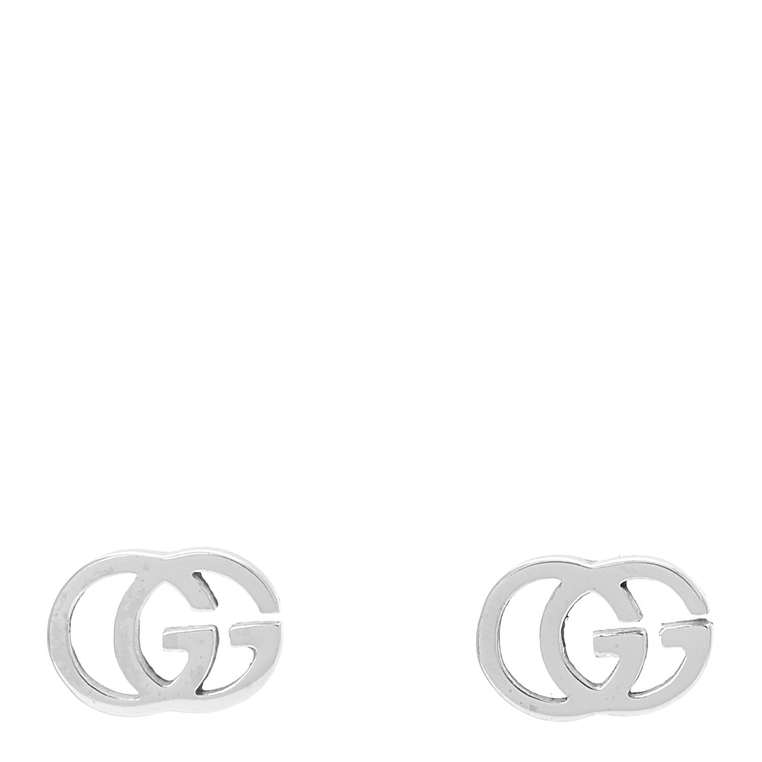 Gucci 18K White Gold GG Tissue Stud Earrings 1 of 6