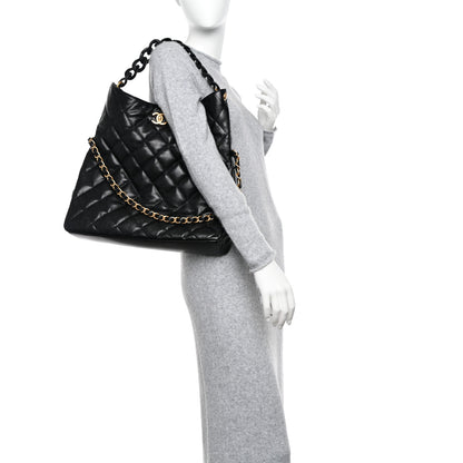 Chanel Caviar Quilted Fold Over Hobo Black 3 of 10