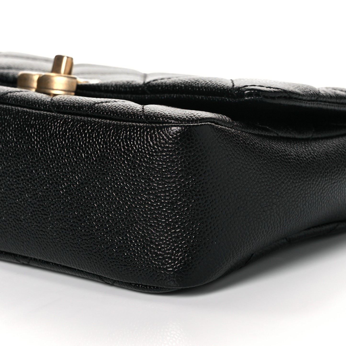 Shiny Caviar Quilted Small Chain Melody Flap Black