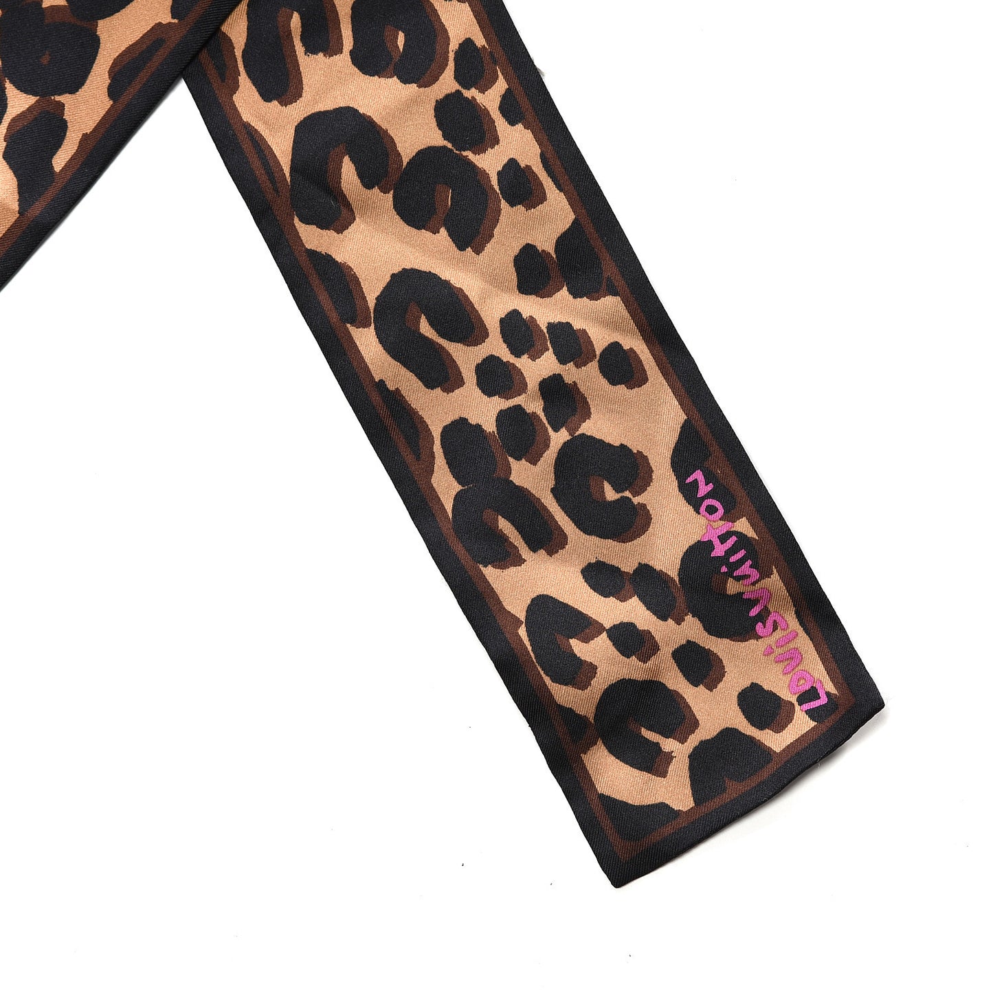 Greenland Fox Silk Leopard Bandeau Scarf Marron