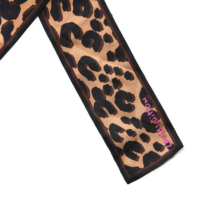 Louis Vuitton Greenland Fox Silk Leopard Bandeau Scarf Marron 2 of 3