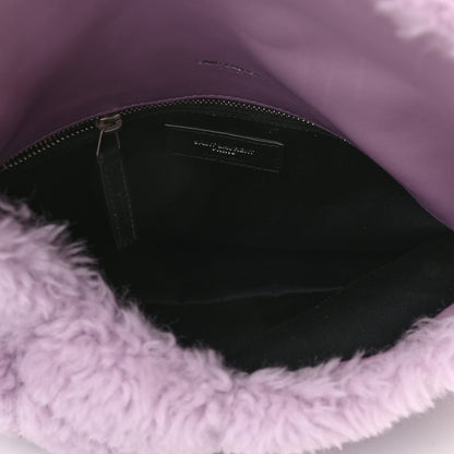Saint Laurent Merino Shearling Lambskin Quilted Small Loulou Puffer Monogram Chain Satchel Lila 5 of 8
