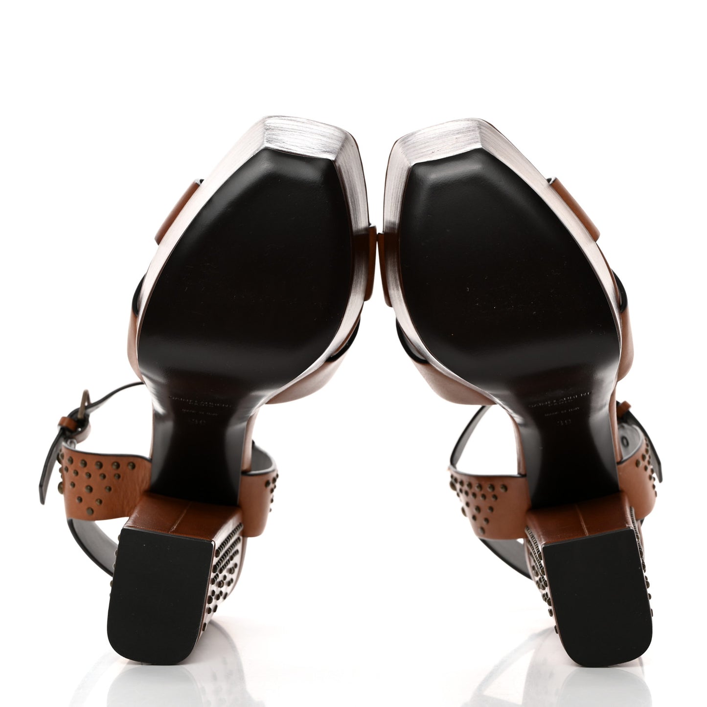 Calfskin Studded Farrah 80 Platform Sandals 39 Papaya