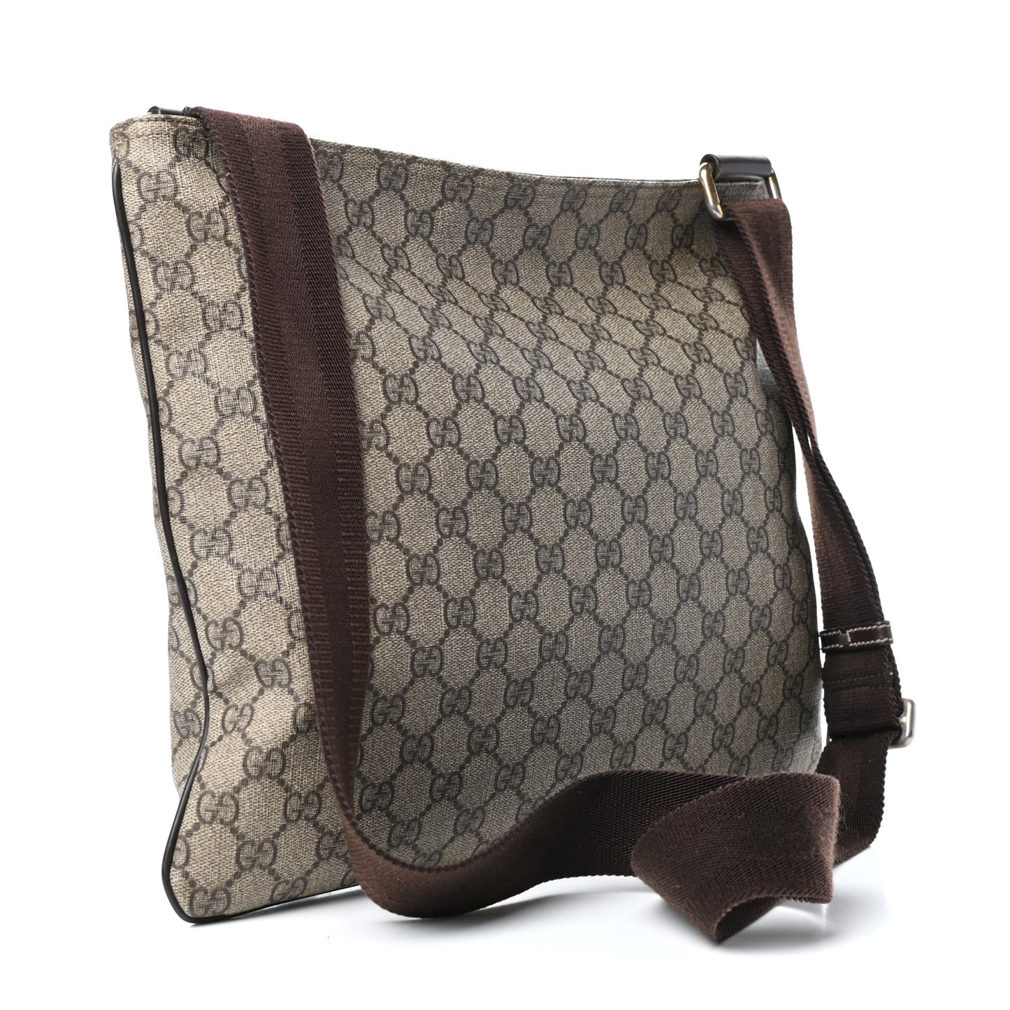 GG Supreme Monogram Medium Flat Messenger Bag Dark Brown