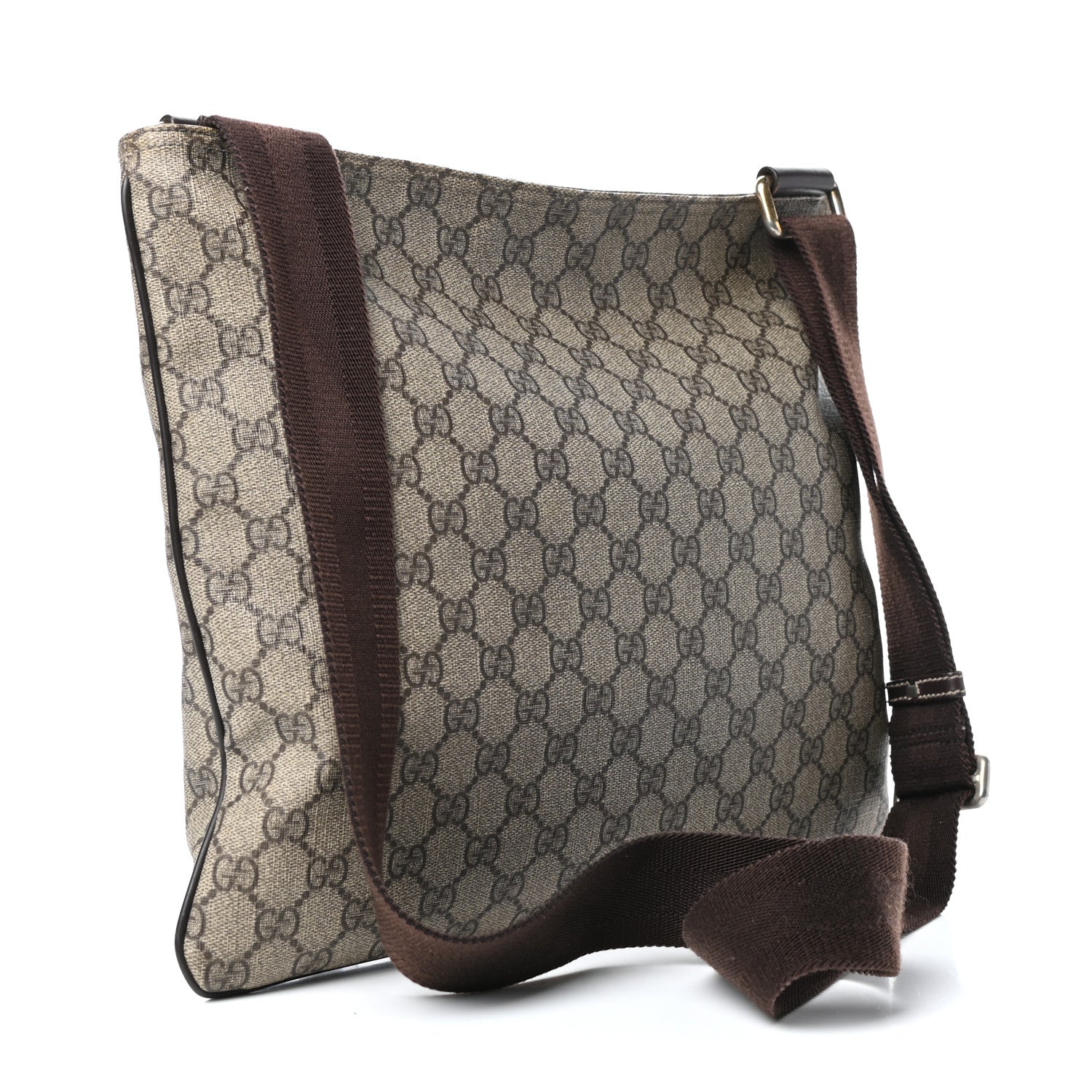 Gucci GG Supreme Monogram Medium Flat Messenger Bag Dark Brown 3 of 10
