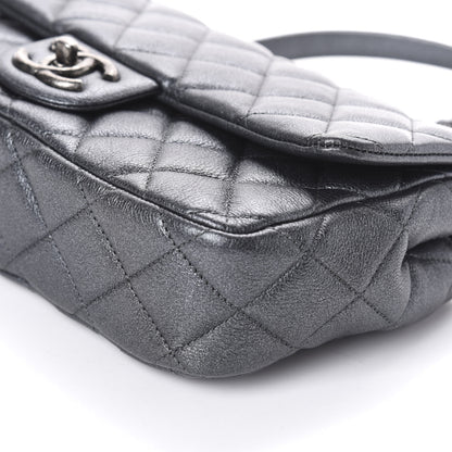 Chanel Metallic Calfskin Quilted Medium CC Eyelet Flap Dark Silver 10 of 10