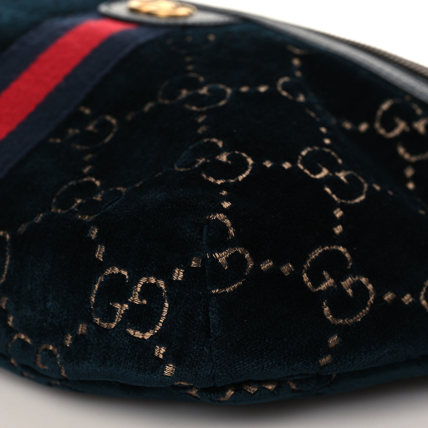 Velvet GG Monogram Web Belt Bag Blue Beige