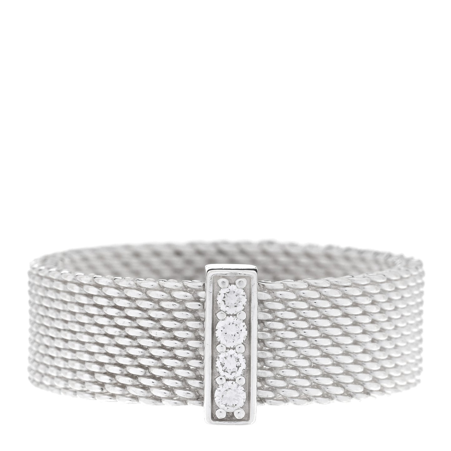 Sterling Silver Diamond Somerset Mesh Ring 55 7.25