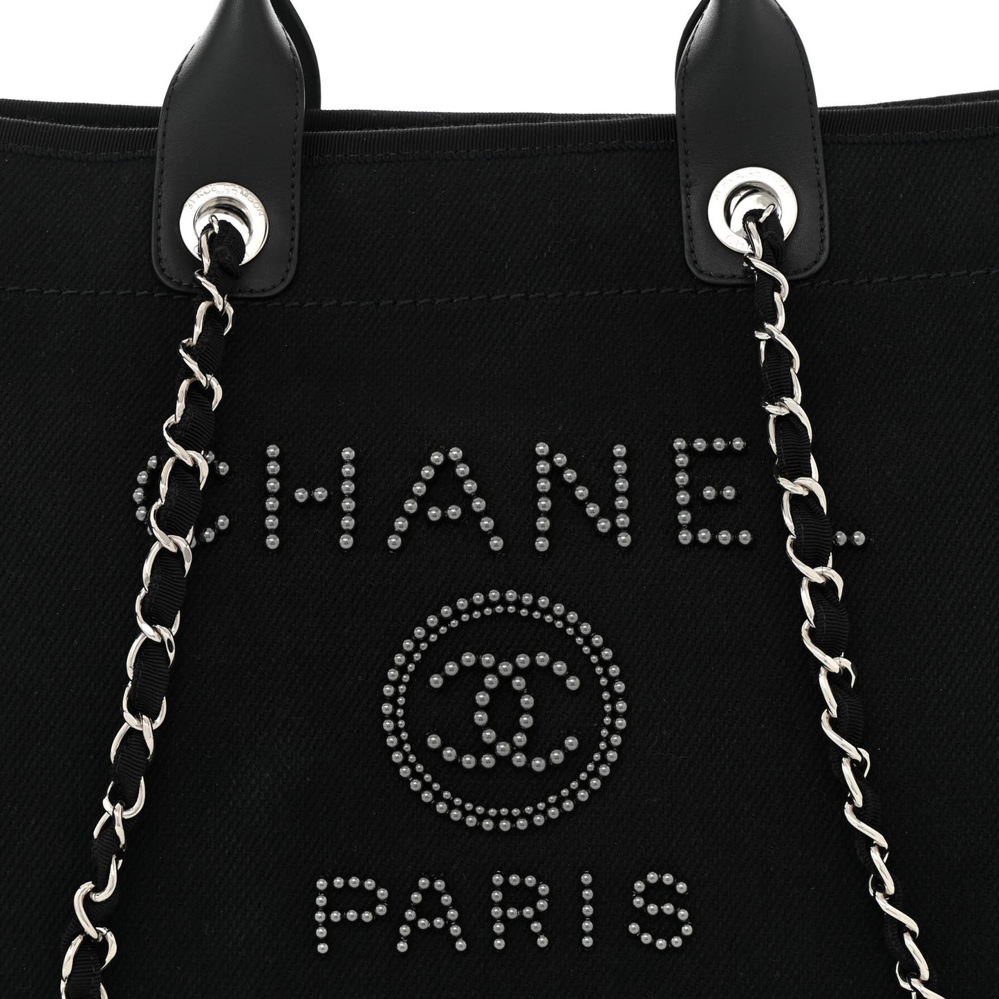 Canvas Pearl Medium Deauville Tote Black