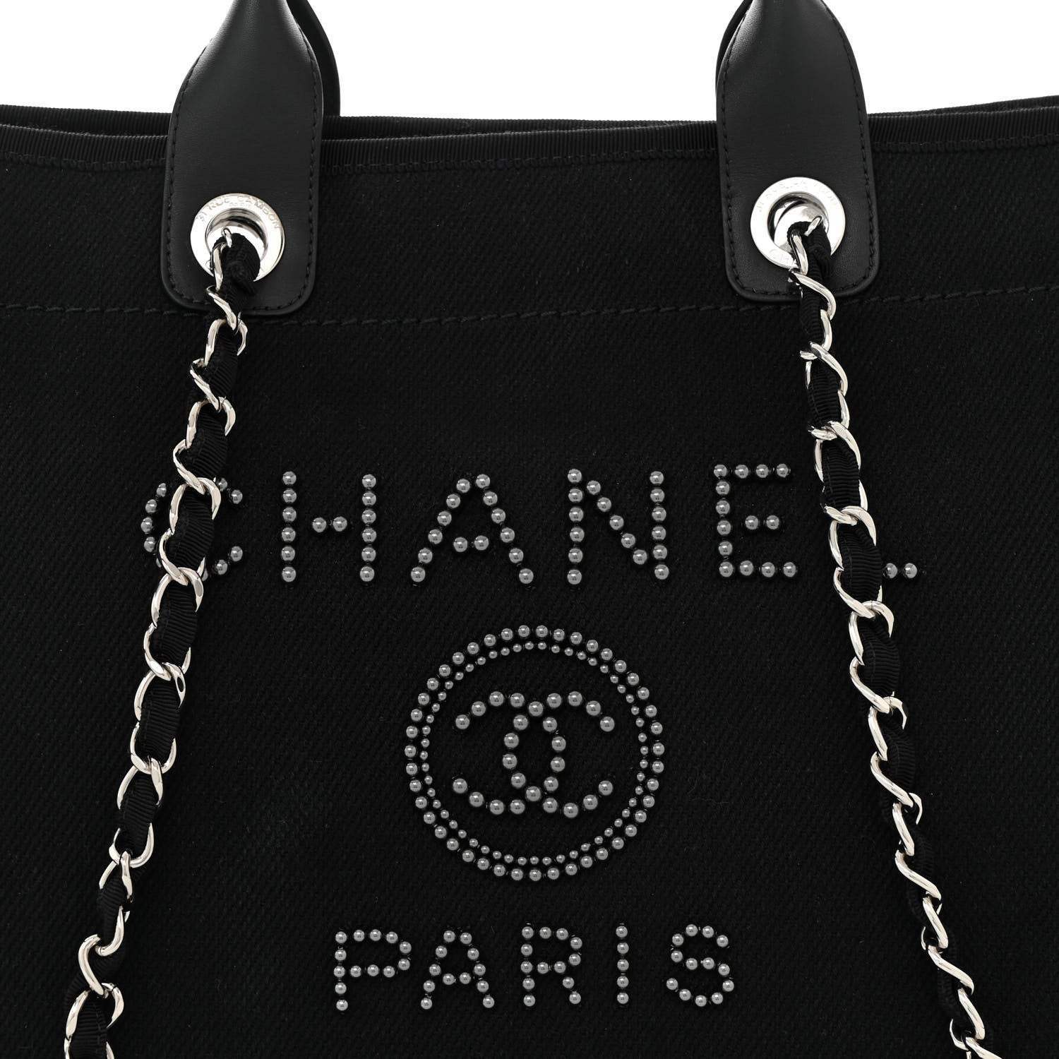 Chanel Canvas Pearl Medium Deauville Tote Black 8 of 10