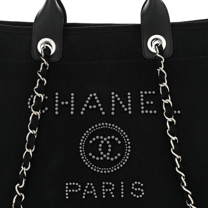Chanel Canvas Pearl Medium Deauville Tote Black 8 of 10