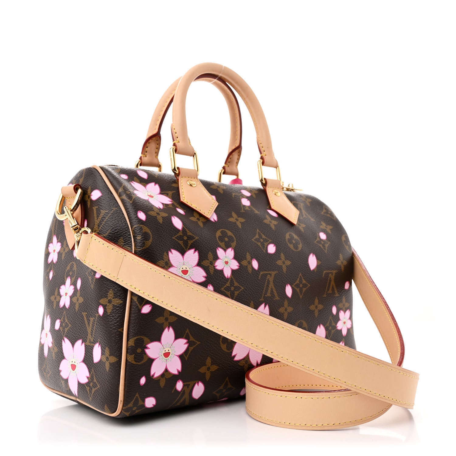 Louis Vuitton LV X TM Monogram Cherry Blossom Speedy Bandouliere 25 Sakura Brown 3 of 14